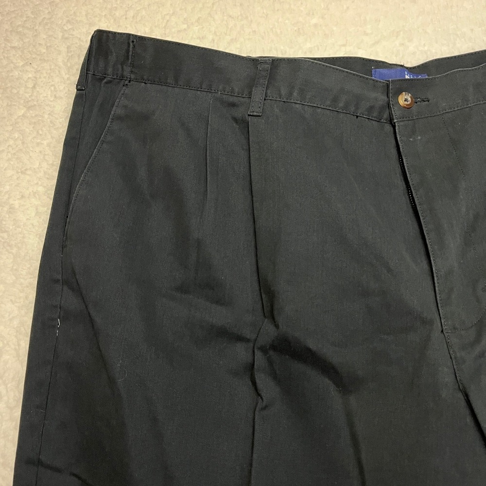 Basic Editions Chino Pants Mens 48x25.5 Black Pleated Front Hemmed Cotton Blend